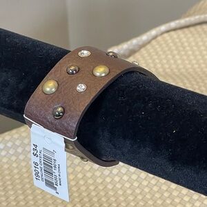 Brown Studded Leather Bracelet